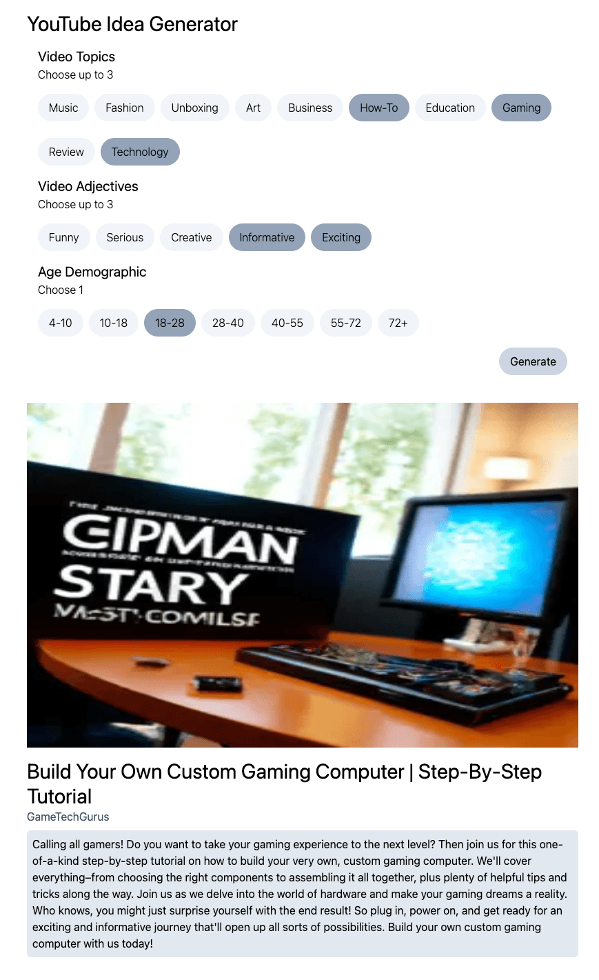 YouTube Idea Generator